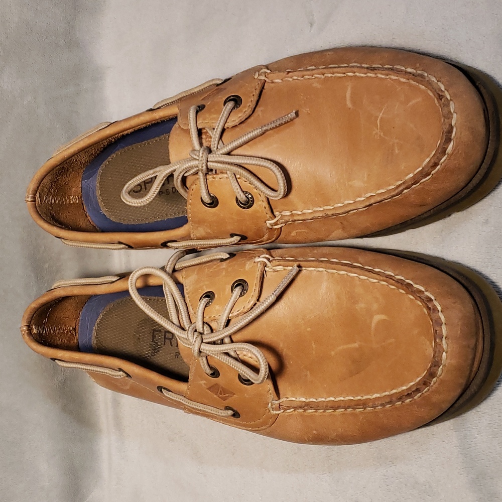 Sperry  leather tan boat shoe, mens size 9.5